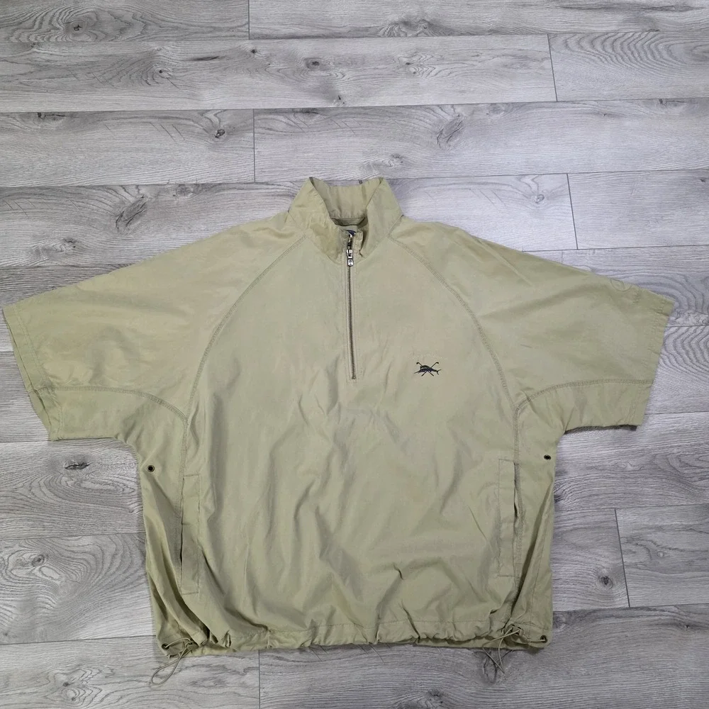 Tommy Bahama Birdie Zip Golf Windbreaker Pullover Men XXL Beige 1/4 Zip Mercedes